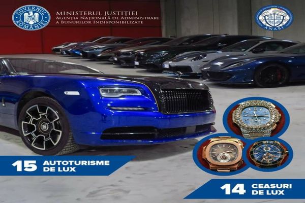 Autoturisme, ceasuri de lux şi sume de bani în valoare de 18 milioane de lei, preluate de ANABI, în dosarul fraţilor Tate